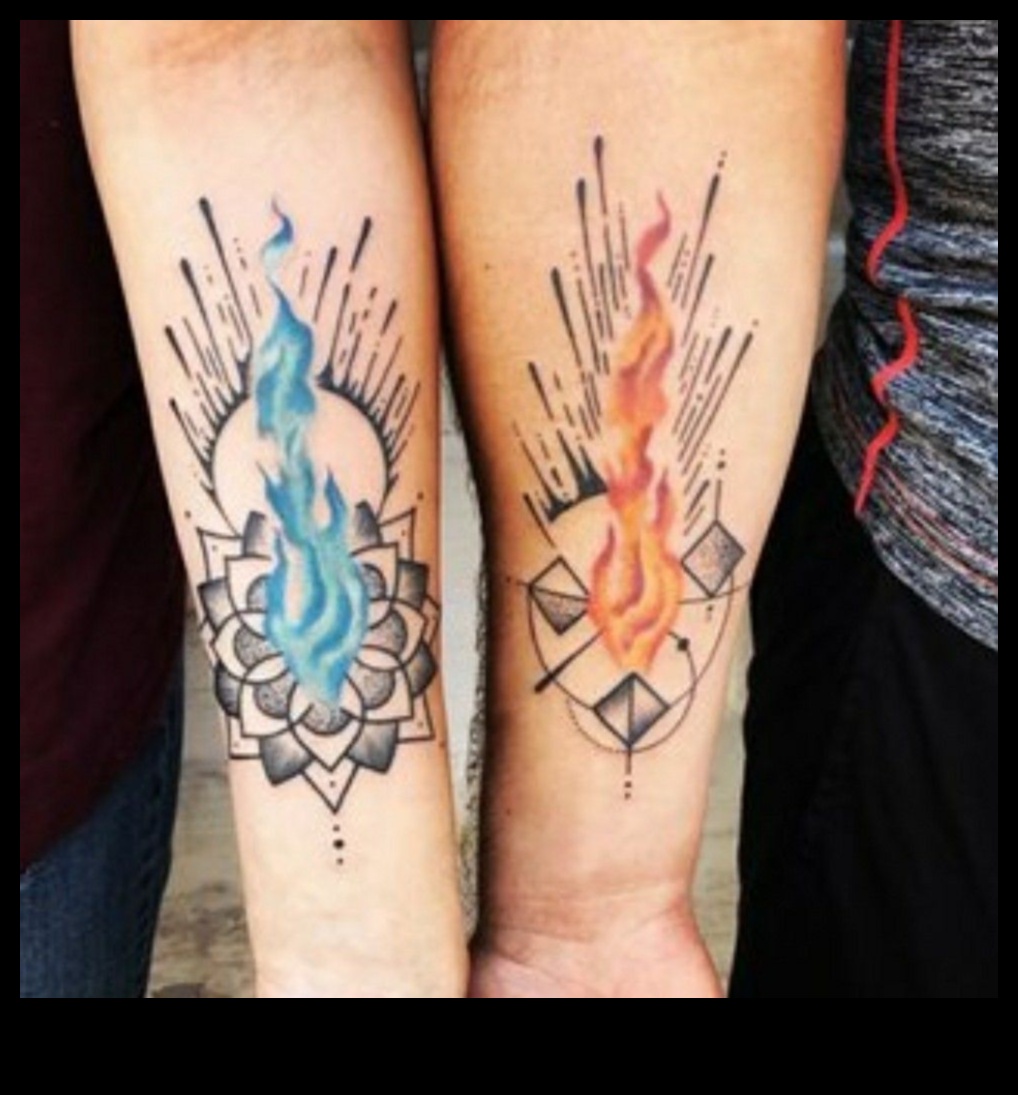 Tatuaje de cuplu cu flăcări gemene care simbolizează dragostea eternă 1 Flăcări gemene: tatuaje de cuplu care aprind legături pasionale